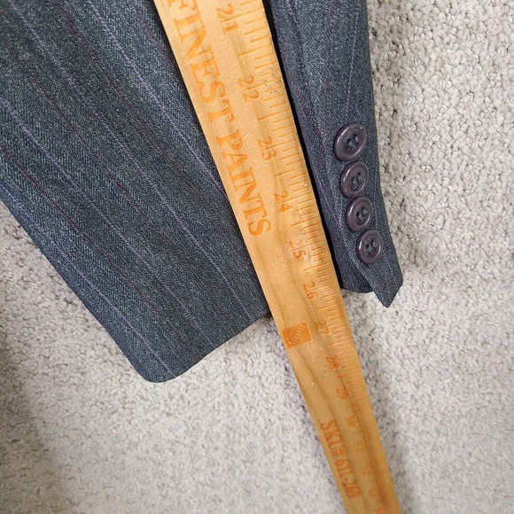 Bonelli Jacket Mens 46L Gray Red Purple Striped Blazer Double Breasted Polyester - Picture 12 of 13